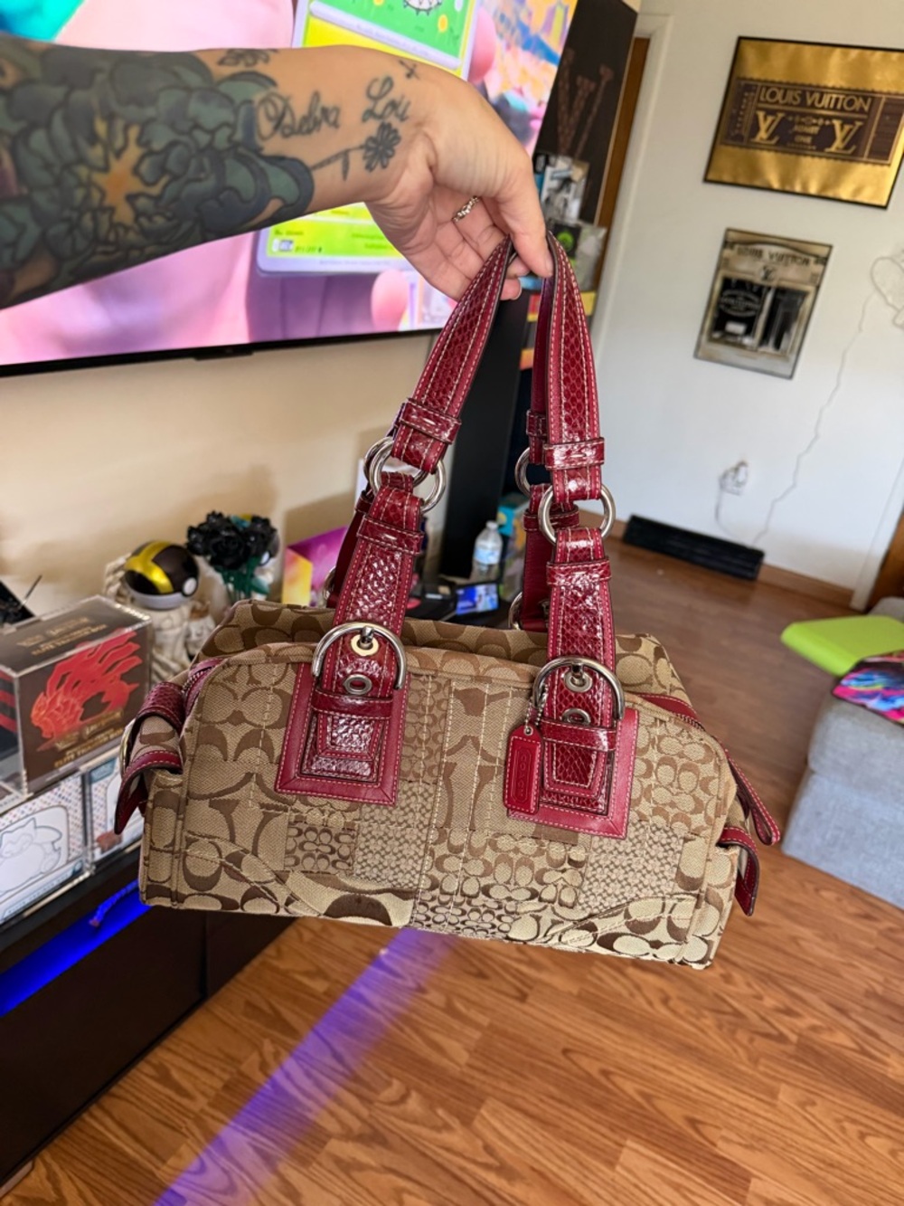 Rare Limited Ed. Vintage SoHo Coach Mia Patchwork Satchel with Matching Wallet
